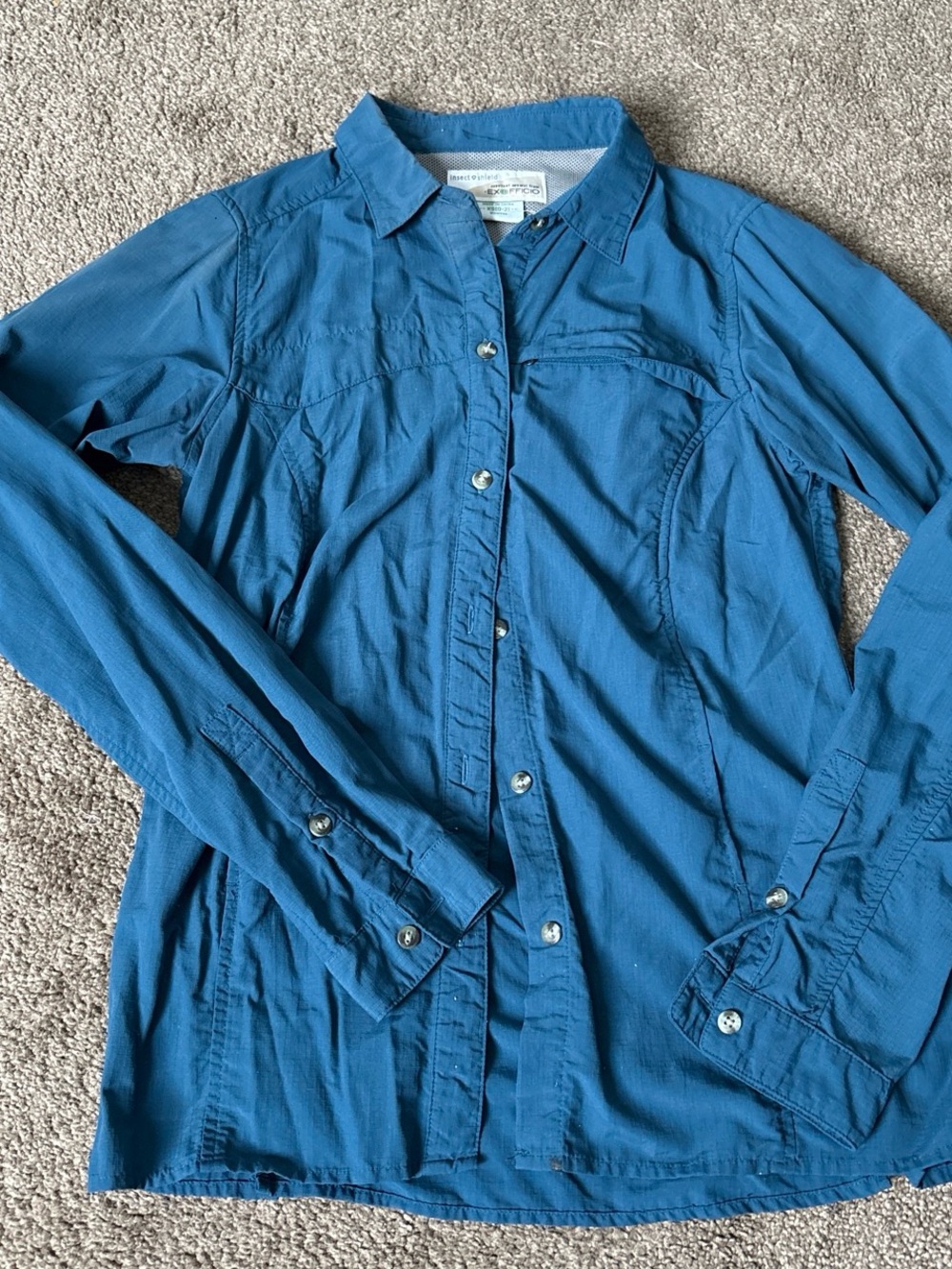 Women's Bug Repellent Teal Button-Front Lightweight Top